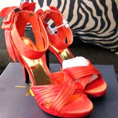 Orange Jasmin Collection High Heel Sandals. Size 9, Nwt Jasmine Shoes, Flight Shoes, Irving Shoes, Silver Wedding Shoes, Color Block Heels, Rainbow Shoes, Blue Pumps, Wrap Sandals, Ankle Wrap Sandals