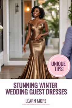 Get ready to slay at your next winter wedding with these stunning guest wedding dresses for winter! Whether you're attending a cozy ceremony or a lavish event, these winter dresses for a wedding will keep you warm and stylish. From elegant long sleeves to chic velvet fabrics, find the perfect winter wedding outfit guest that suits your style. Don't let the cold weather dull your sparkle - shine bright in these beautiful dresses for winter weddings. Wedding Dresses For Winter, Dresses For Winter Weddings, Winter Wedding Outfit, Dresses For A Wedding, Dresses For Winter