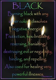 Black Candle, Magick Spells, Candle Magick, Protection Spells, Color Meanings, Wiccan Spells, Color Magic