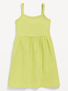 Sleeveless Rib-Knit Dress for Toddler Girls | Old Navy Summer Ribbed Dress With Spaghetti Straps, Ribbed Spaghetti Strap Summer Dress, Solid Color A-line Sundress, Ribbed Spaghetti Strap Mini Dress, Casual Green Dress With Straight Neckline, Solid Ribbed Mini Dress For Summer, Casual A-line Suspender Dress With Adjustable Straps, Solid Ribbed Dress With Spaghetti Straps, Solid Ribbed Spaghetti Strap Dress