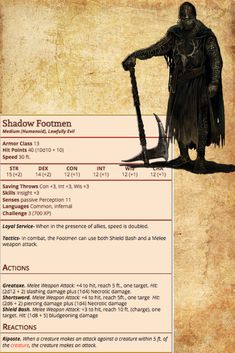 Dnd 5e Shadow Monsters, Dnd Soldier Stats, Shadow Monster, Dungeons And Dragons Memes, Dragon Memes