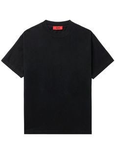 black cotton lightweight jersey crew neck short sleeves straight hem Solid Color Crew Neck T-shirt With Logo Print, Solid Crew Neck T-shirt With Logo Print, Solid Crew Neck T-shirt With Logo, Classic Crew Neck T-shirt For Streetwear, Basic Crew T-shirt For Streetwear, Black Relaxed Fit Crew T-shirt, Black Relaxed Fit Crew Neck T-shirt, Black T Shirts, T Shirt Vest