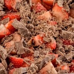 chocolate and strawberries are mixed together to make a delicious dessert for someone's special occasion