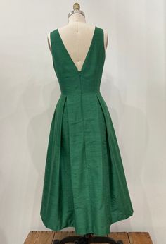 Jade Green Silk Shantung Tea-length Dress Made to Order - Etsy Formal A-line Tea Length Dress With Pleated Bodice, Elegant Formal V-neck Dress With Pleated Bodice, Elegant A-line V-neck Dress For Wedding, Tea-length Midi Dress With Pleated Fitted Bodice, Wedding Tea Length Dress With Pleated Bodice, Green Tea Length Dress For Wedding, Knee-length Tea Dress With Pleated Bodice, Classic Green Evening Midi Dress, A-line Midi Dress With Pleated Back For Wedding