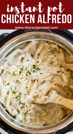 the instant pot chicken alfredo is ready to be cooked in an instant pressure cooker