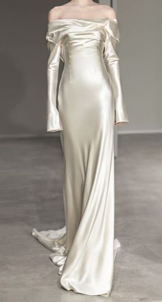 Vivienne Westwood Wedding Dress, Satin Wedding Dress, Satin Wedding, Vivienne Westwood, Scoop Neckline, The Bride, Wedding Photos, Wedding Dresses, Long Sleeves