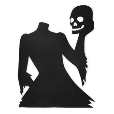 a paper cut out of a woman holding a skull