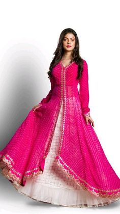 Lengha Long Kurti Design, Ghagra With Long Kurta, Dress From Lehriya Saree, Lehanga With Long Kurti, Lehriya Gown Designs, Lahriya Lehanga, Lehenga Kurti Design, Bandhani Saree To Dress, Indowestern Kurti Designs