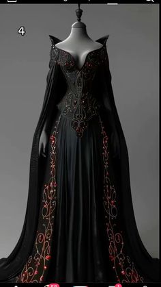 House Of The Dragon Style Dresses, Midevil Dress Black, Spiderweb Wedding Dress, Fantasy Gowns Black, Dragon Queen Dress, Royalty Outfits Dresses, Medieval Black Dress, Black Medieval Gown, Dark Fantasy Gown