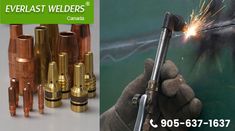 there are several different types of welding tools in this photo and one is holding a lighter