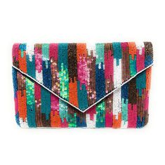 "Introducing our stunning hand beaded multicolored clutch purse! This accessory is truly a work of art, meticulously crafted with love and attention to detail. Each bead has been skillfully sewn by hand, creating a mesmerizing design that showcases a beautiful array of colors. The size is perfect, offering enough space to comfortably hold all your essentials for a night out or special occasion. Stand out from the crowd with this unique and eye-catching clutch purse, guaranteed to add a touch of elegance and style to any outfit. Get ready to receive countless compliments on your impeccable taste when you show off this one-of-a-kind accessory! It can be use as a clutch or cross-body bag. Magnetic closure One inside slip pocket  Canvas lining  Dimension: 10\" wide  x 6.5\" tall Great for Pers Festive Multicolor Beaded Bag, Clutch Purse Wedding, Blue Clutch Bag, Purse Wedding, Beaded Clutch Purse, Evening Clutches, Beaded Clutch Bag, Blue Clutch, Party Clutch