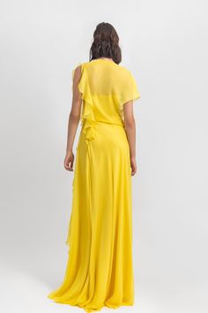 Description Yellow A-line, Long dress Sleeveless V-Neck Chiffon Dry Clean Evening Dress Made in Lebanon EDSS23 1831LD Yellow Chiffon Dress, Western Gowns, Yellow Evening Dresses, Evening Dresses Online, Yellow Maxi, Unique Prom Dresses, Chiffon Dress Long, Yellow Dress, Formal Dress