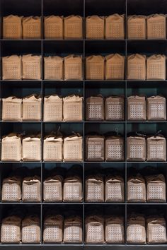 shelves with baskets and boxes on them