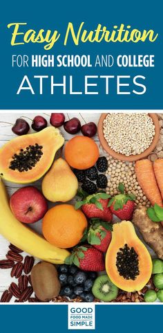 Easy Nutrition for High School and College Athletes. #nutrition #college #collegeathlete #highschool #highschoolathlete #gfms #goodfoodmadesimple #DietFoodForSchool Lunch For Athletes School, Vegetarian Recipes For Athletes, Nutrition For High School Athletes, Healthy Foods For Athletes, Healthy Eating For Athletes, High Protein Meals For Football Players, Athletes Diet Plan Meals, High Protein Snacks For Athletes