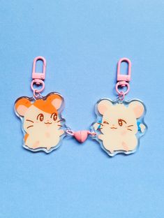 💕 Hamtaro x Bijou magnetic charm for you and your bestie * Comes in set of 2 charms * Epoxy with glitter charm * Approximately 5cm in height ✈️  Both domestic and international orders are shipped with Australia Post using stamps and untrackable. You will be able to track your parcel via AusPost by selecting the postage upgrade. ❗We are a small business based in Australia and NOT from the US. Please be patient with international shipping. ❗ Colours seen on the screen may appear slightly differen Bijou Hamtaro, Shrink Paper, Stationary Supplies, Color Palette Yellow, Acrylic Keychains, Pokemon Plush, Artist Alley, Australia Post, Learn Japanese