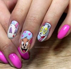 Nail Art Design 2023, Cartoon Nail Designs, Christmas Nail Art Ideas, Mickey Nails, Unghie Sfumate, Valentine Nail Art, Nail Drawing