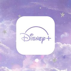 the disney plus logo is shown on a purple and blue background with stars in the sky