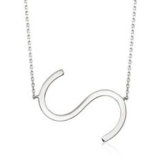 Ross-Simons - F - Sterling Silver Sideways Single Initial Necklace. 18". A unique and on-trend way to have a personal touch to every look. Here, a polished "F" is displayed sideways on a sterling silver cable chain with a 2" extender. Springring clasp, sideways initial necklace. Sterling Silver Initial Necklace, Silver Initial Necklace, Sideways Initial Necklace, Fine Jewelery, Sterling Silver Initial, Look Here, Initial Necklace, Cable Chain, Personal Touch