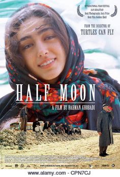 the movie poster for half moon with a woman standing in front of an image of a man