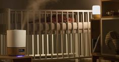 a baby crib with steam coming out of it