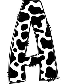 an animal print letter with black and white spots on the upper part of it's lowercase