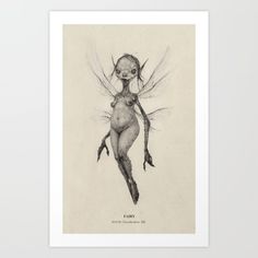 a drawing of a fairy with wings and legs