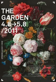 a poster with flowers on it that says the garden