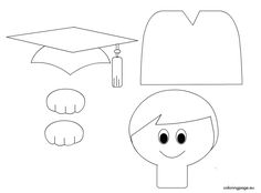 a graduation cap, gown and other items to make it look like a child's hat