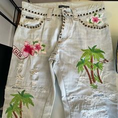 Dolce & Gabbana Man Denim Honolulu Edition, Very Well Maintained Doesn’t Have Any Defect They Are Like New. Size Is 48 Ita Which Is Equal To Us 33/34 Man Size Designer Spring Jeans With Five Pockets, Designer Jeans With Five Pockets For Spring, Designer Straight Leg Bottoms For Spring, Designer Fitted Jeans For Spring, Dolce And Gabbana Jeans, Dolce E Gabbana, Dolce And Gabbana Man, Honolulu, Mens Denim