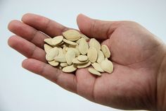 a person's hand is holding some sunflower seeds