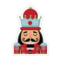 a nutcracker with a crown on his head and presents in front of him