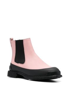 Camper slip-on Ankle Boots - Farfetch Pink Leather Boots With Lug Sole, Casual Pink Slip-on Boots, Feature Light, Leather Slip Ons, Black Faux Leather, Leather Working, Pink Black, Light Pink, Fashion Branding