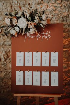 a table plan with flowers on it