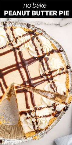 a no bake peanut butter pie on a table