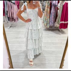 Nwt So Cute So Feminine And Gives Me Grand Millennial Vibes Pet Friendly Home Smoke Free Home Senior Picture Long Dress, Baby Blue Maxi Dress, Lulus Maxi Dress, Grand Millennial, Beaded Maxi Dress, Beautiful Floral Dresses, Cutout Maxi Dress, Ankle Length Dress, Sequin Maxi Dress