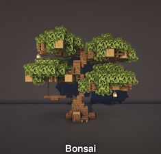 the bonsai tree is made out of wood