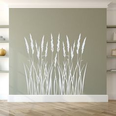 Water Reeds Wall Mural For Living Room Solid Color Tall Grass Silhouette PVC Wall Sticker Removable Self Adhesive Creative DIY Home Decor Wall Art Decal.  Pattern: Tall grass silhouette Style: Minimalist Classification: Decal for wall, for window, for furniture Specification: Single-piece PackageScenarios: Living room Diy Home Decor Wall Art, Grass Silhouette, Mural For Living Room, Grass Wall, Wall Art Decal, Word Wall Art, Nordic Wall, Lake House Decor, Pvc Wall