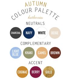 the autumn color palette for neutrals, neutrals and whites in different colors is shown