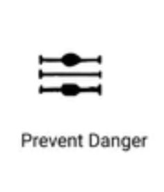 the logo for prevent danger, with two arrows pointing in opposite directions to each other