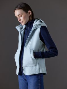 The Terrain Sherpa Vest—made of premium recycled sherpa fleece both inside and out—is a go-to choice for urban adventures. Cozy Fleece Outerwear For Everyday, Athleisure Winter Outerwear For Everyday, Athleisure Outerwear For Winter Everyday Use, Everyday Winter Athleisure Outerwear, Everyday Athleisure Winter Outerwear, Cozy Blue Outerwear With Fleece Lining, Functional Blue Fleece Jacket For Winter, Functional Winter Outerwear For Everyday, Functional Winter Everyday Outerwear