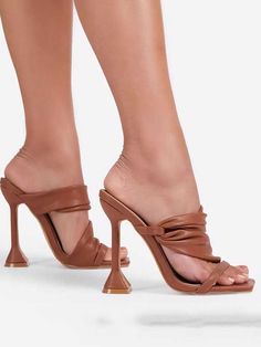 Square Toe PU Sandals – zierashop Faux Leather Open Toe Heels With Heel Loop, Trendy High Heel Mules With Wrapped Heel, Brown Open Heel Sandals For Party, Party Mules With 4-inch Heel And Medium Width, Pointed Toe Heels With Wrapped Heel In Faux Leather, Pointed Toe Wrapped Heel Faux Leather Heels, Pointed Toe Faux Leather Heels With Wrapped Heel, Pointed Toe Faux Leather Heels With Wrap Heel, Fitted Faux Leather Open Toe Sandals