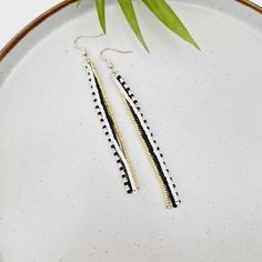 Long earrings, Fringe earrings, Boho jewelry, Seed bead earrings, Tassel earrings, Birthday gift for sister, Black, white and gold earrings Beautiful long strand beaded fringe earrings. Made with high quality glass beads. They are perfect for special occasion and everyday use. They will transform your daily outfit into something special and unique. They are perfect for a gift. Please choose length from drop down menu. gold coated ear wires glass beads  high quality thread  other colours availabl White Linear Earrings With Ear Wire For Party, Adjustable White Linear Earrings, White Minimalist Linear Earrings For Party, Minimalist White Linear Earrings For Party, Minimalist White Beaded Dangle Earrings, Minimalist White Beaded Earrings For Gifts, Minimalist White Beaded Earrings As Gift, Minimalist White Beaded Drop Earrings, Minimalist White Beaded Earrings Gift