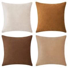 PRICES MAY VARY. 100% Velvet SET OF 4: Includes 1 beige velvet pillow + 1 caramel velvet pillow + 1 brown velvet pillow + 1 light brown velvet pillow COVERS ONLY: 18 x 18 inches (approx. 45 cm). Pillow inserts NOT included SIGNATURE PILLOWS: If you love color, don’t settle for just one. These color block style pillows are sure to become one of your favorite items in your home! PREMIUM QUALITY: Soft to the touch and comfortable to lay on. Strong chain stitches and color coordinated hidden zipper Tan Throw Pillow, Fall Throw Pillows, Velvet Set, Beige Bed, Brown Velvet, Color Cafe