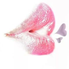 two lips with pink and white glitter on them