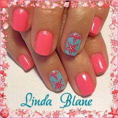 Linda Blane, starfish nail art, summer nail art Starfish Nails, Pedicure Gel, Bright Summer Nails Designs, Nautical Nails, Gel Pedicure, French Pedicure, Nails 2017