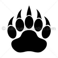 an animal's paw is shown in black on a white background