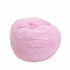 a pink bean bag chair on a white background