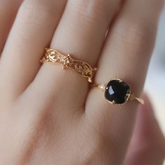 VENTFILLE 925 Sterling Silver Geometry Ring for Women Girl Black Agate Square Fashion Classical White Crystal Ring, Black Agate Ring, Square Fashion, Gold Ring Stack, Zircon Ring, Black Agate, Onyx Ring, Classic Elegant, Ring For Women