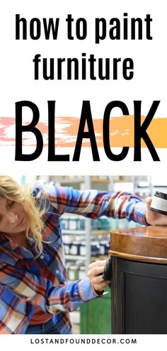 How to paint furniture black Black Wooden Furniture, How To Paint A Table Black, Matte Black Furniture Paint, Black And Tan Dining Room, Matte Black Painted Furniture, Black Paint Colors For Furniture, How To Paint Furniture Black, Black Furniture Diy, All Black Table