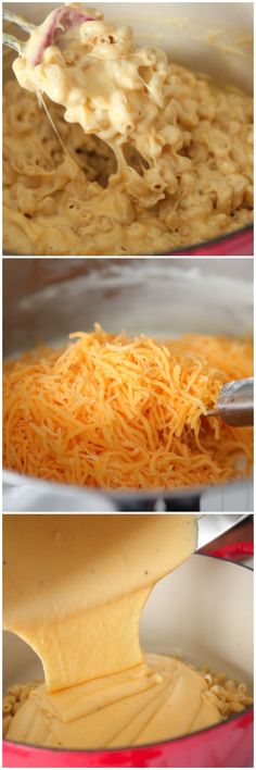 cheese being grated into a casserole dish and then topped with melted cheese